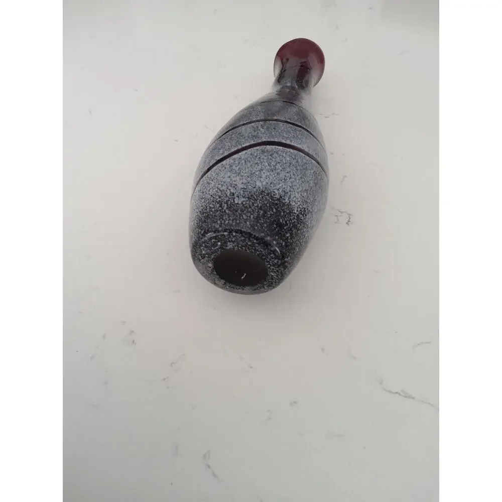 Amethyst purple blown glass vase( Blenko?) WhitevSwirl pattern/brushed